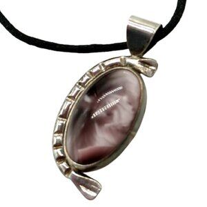 Sterling Oval Charm Pendant with Black Satin Cord 23"